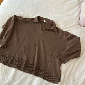 Brown knit oversized knit sweater